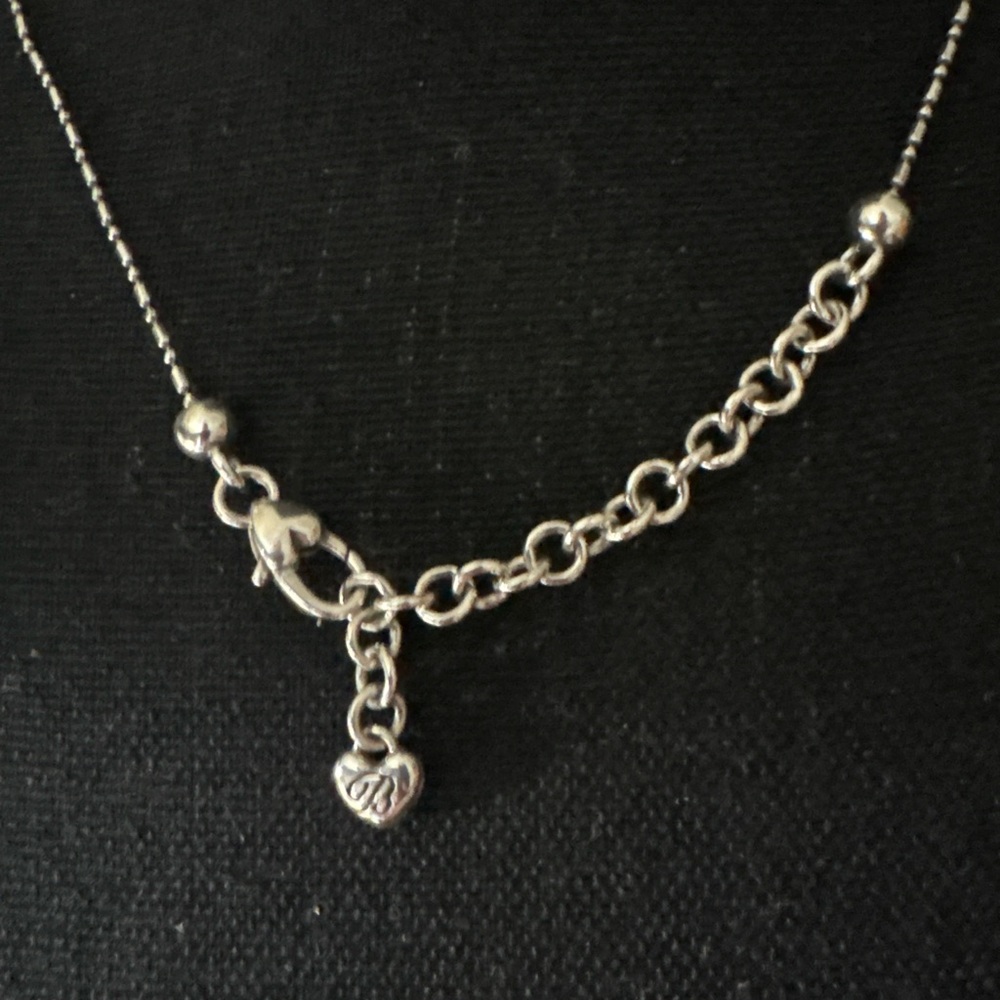 Brighton Interlocking Crystal & Textured Ring Necklace | Silver Tone Adjustable - Picture 3 of 5